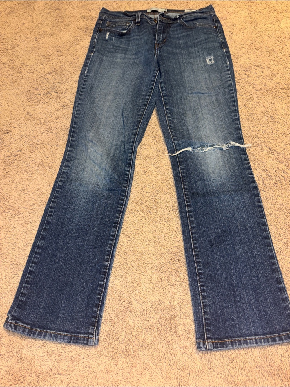 Levi's Women's Blue Straight Leg Jeans with Knee Distress Levi’s 505